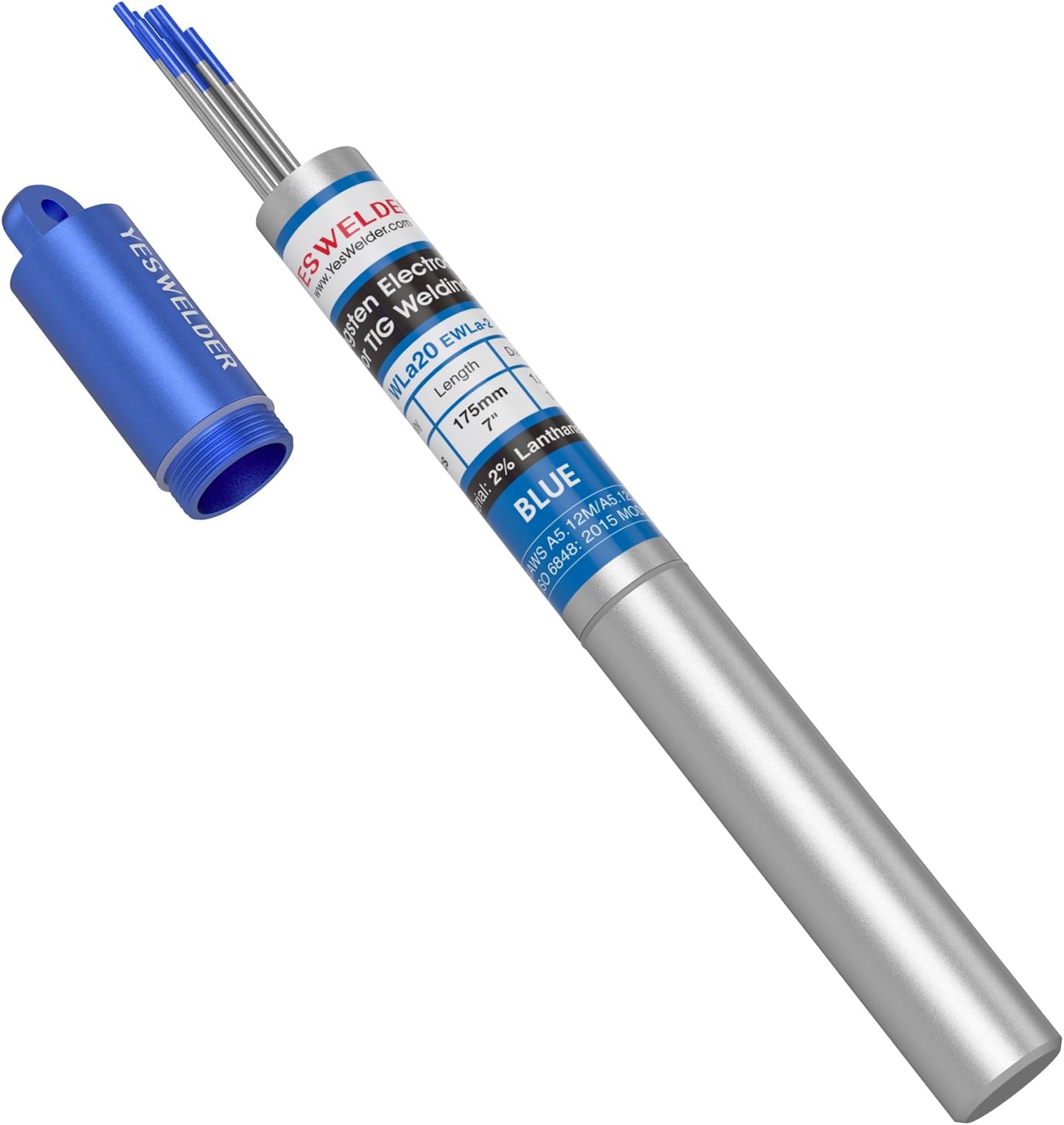 TIG Welding Tungsten Electrode 2% Lanthanated 1/16 x 7 (Blue, EWLa-2) 10-pk