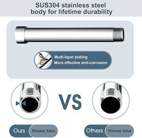 Miniatura 2 de BRIGHT SHOWERS Extensor de brazo de ducha para lluvia y cabezal de ducha de mano, brazo de extensión de cabezal de ducha de 6 pulgadas, extensión de