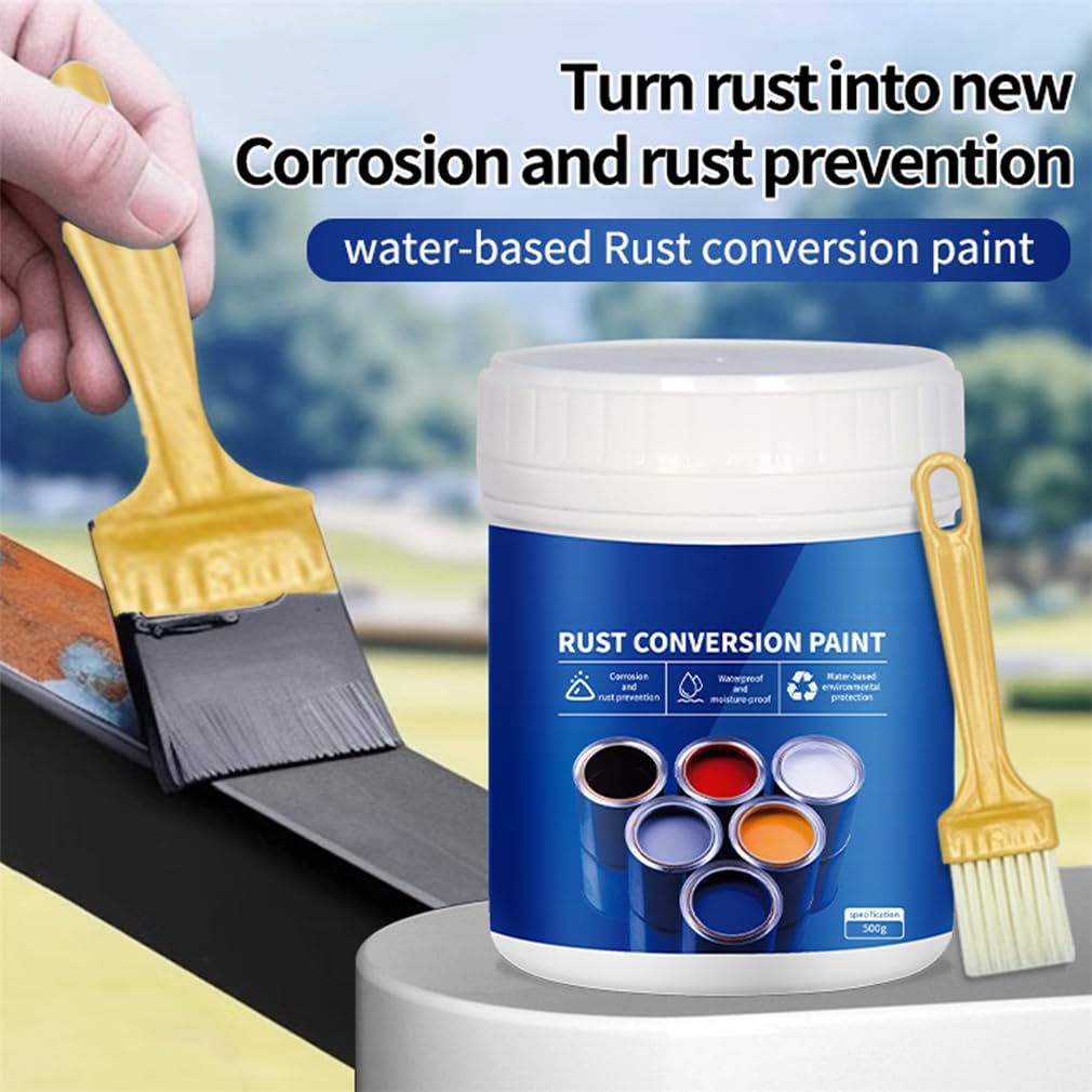 Peinture De Conversion De La Rouille, Dérouilleur De Métal Multifonctionnel à Base d'eau avec Brosse, Rénovation De Tuiles en Acier Coloré, pour Le Métal, Les Clôtures (White,1KG)