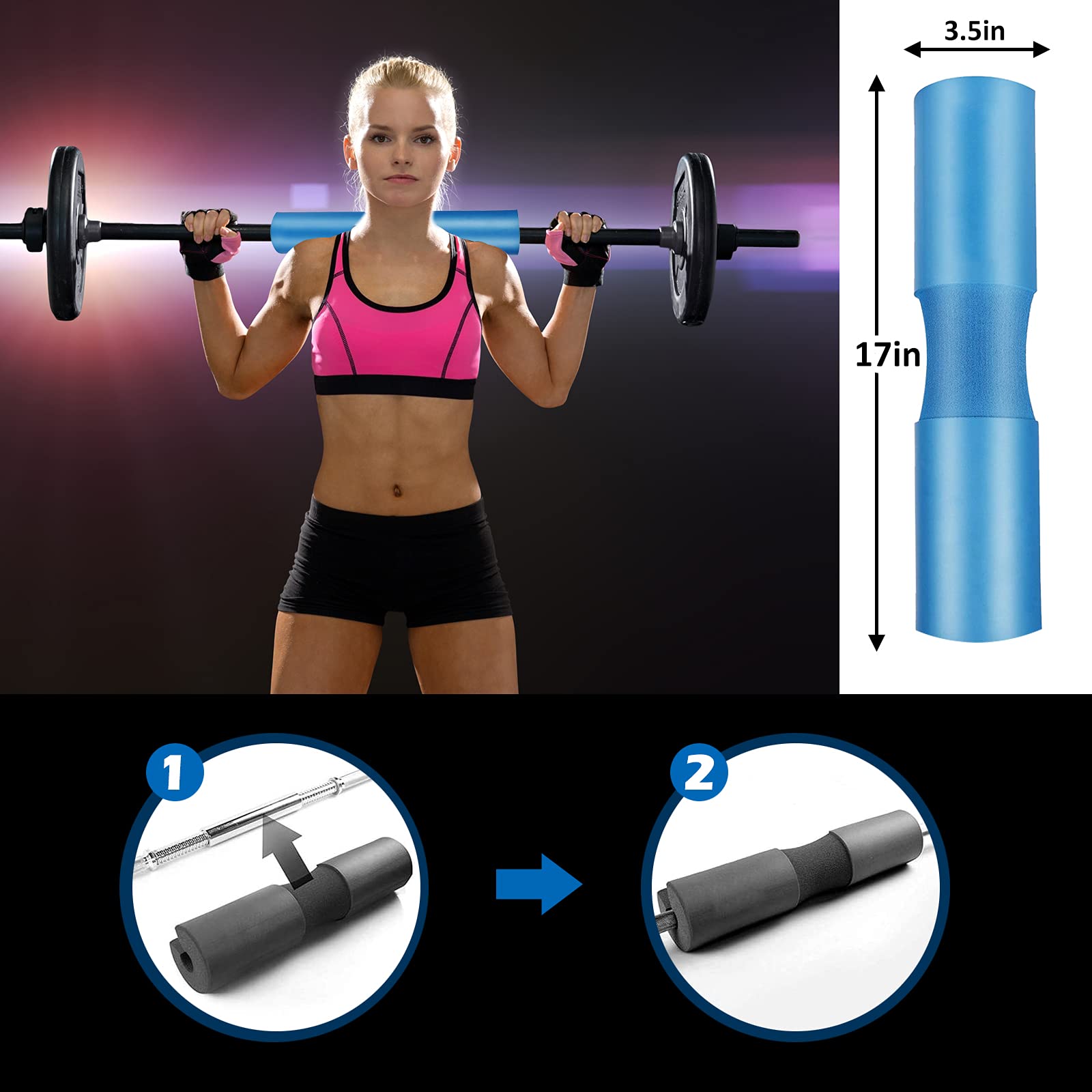 Set Coussin Barbell Squat Pad + Sangles Cheville Et Poignet - Protection Épaules Et Confort Musculation