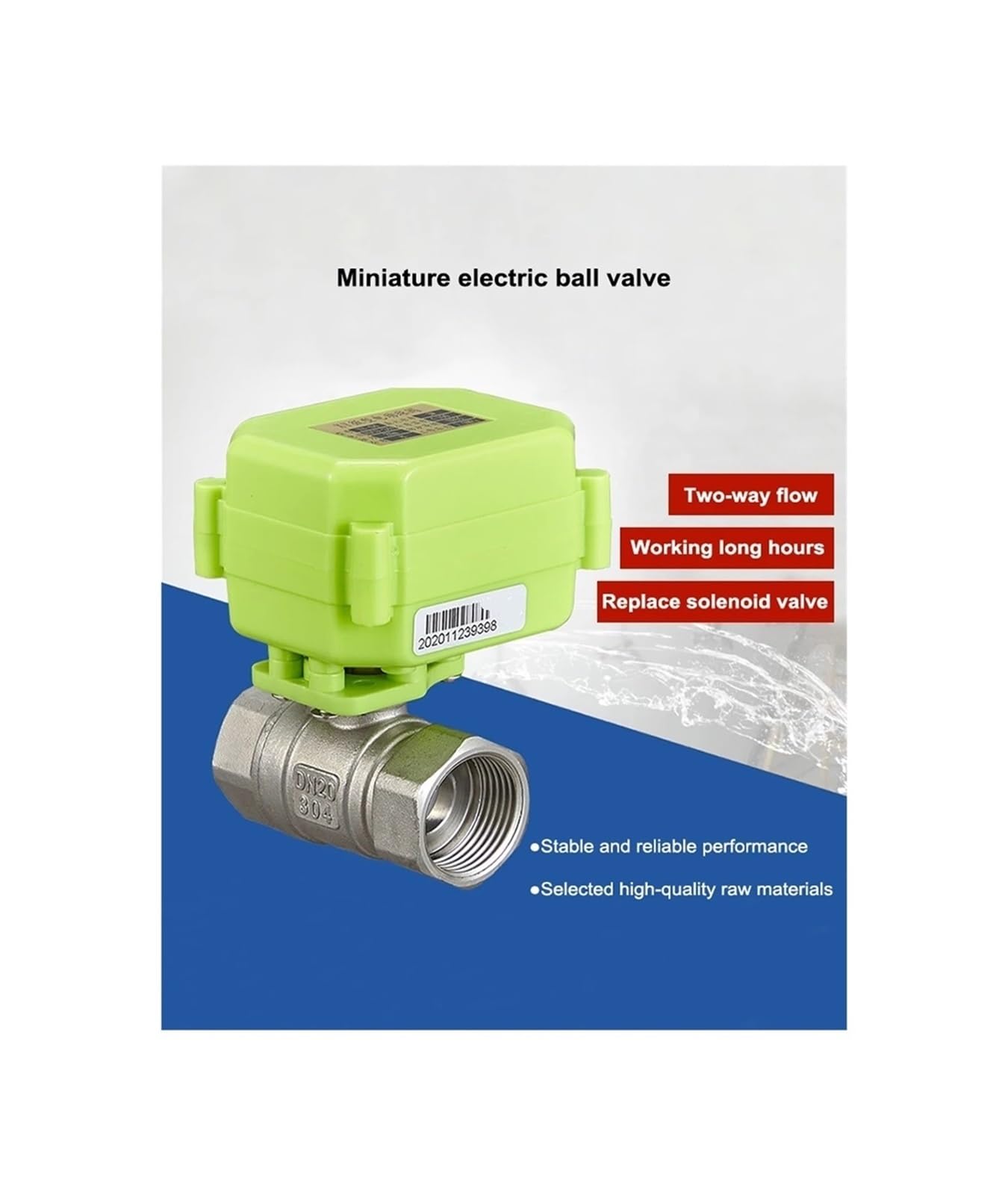 Valvola a Sfera elettrica a in Acciaio Inossidabile con azionamento 1/2 "3/4" 1 "Valvola a motorizzata IP65 Acqua AC/DC 12V 24V 220V(45724,DC12-XY-03)