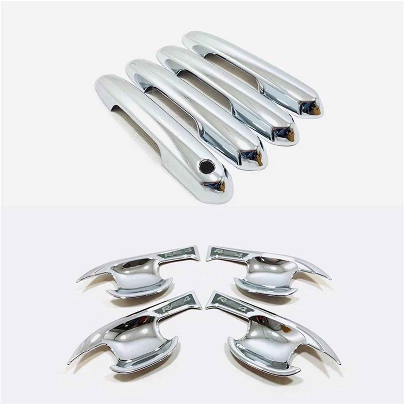 SLIMES ABS Carbon/Chrome Car Side Door Protector Handle Trim Cover Exterior Accessories for Toyota RAV4 XA50 2019-2022 Protection(Chrome 4)