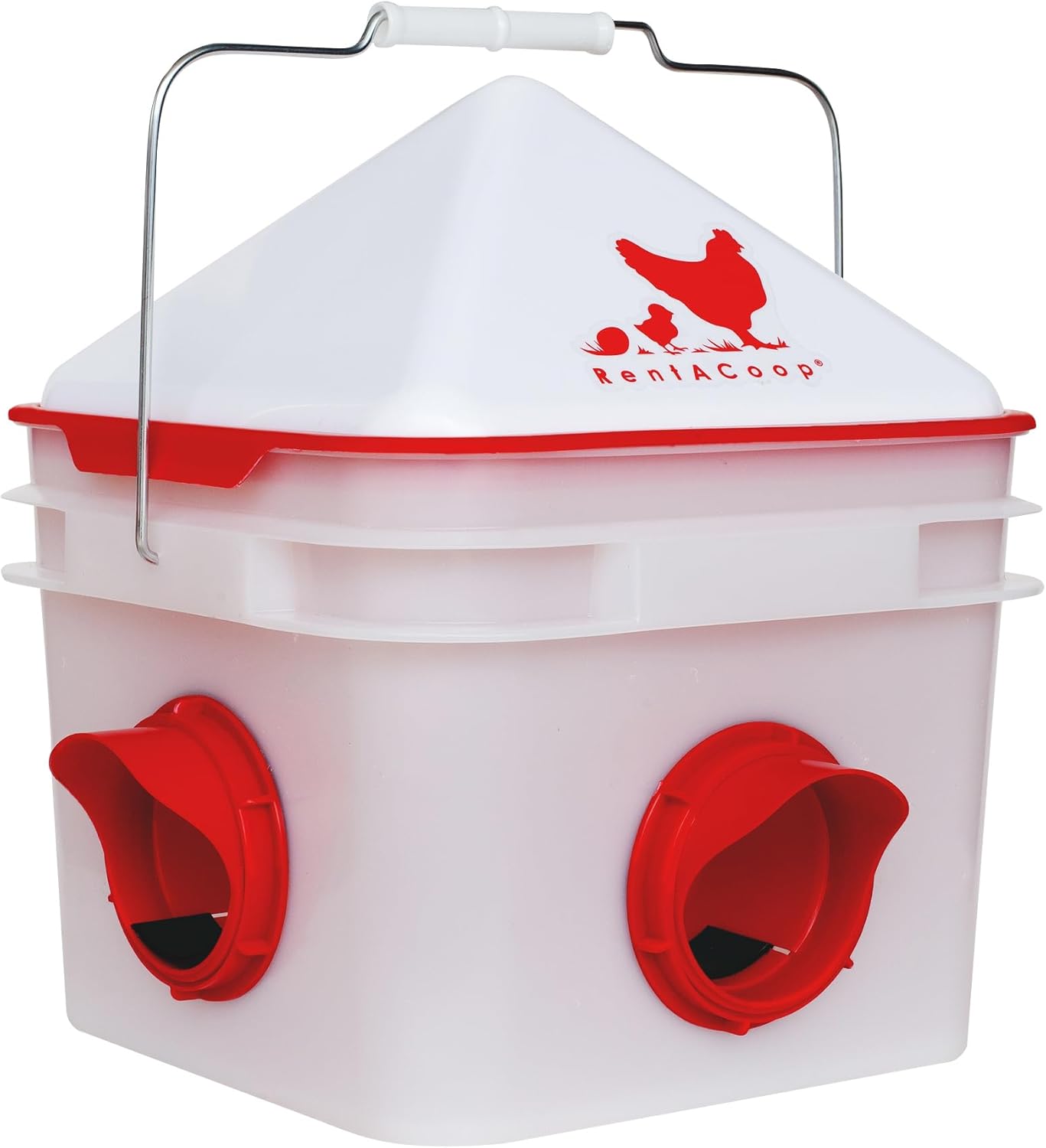 RentACoop Chick2Chicken 10lb Feeder & 2 Gal Waterer Set with Gravity Feed Refill & Auto-Fill Cups - BPA-Free Food & Water Buckets for Up to 20 Chicks or 12 Adult Chickens