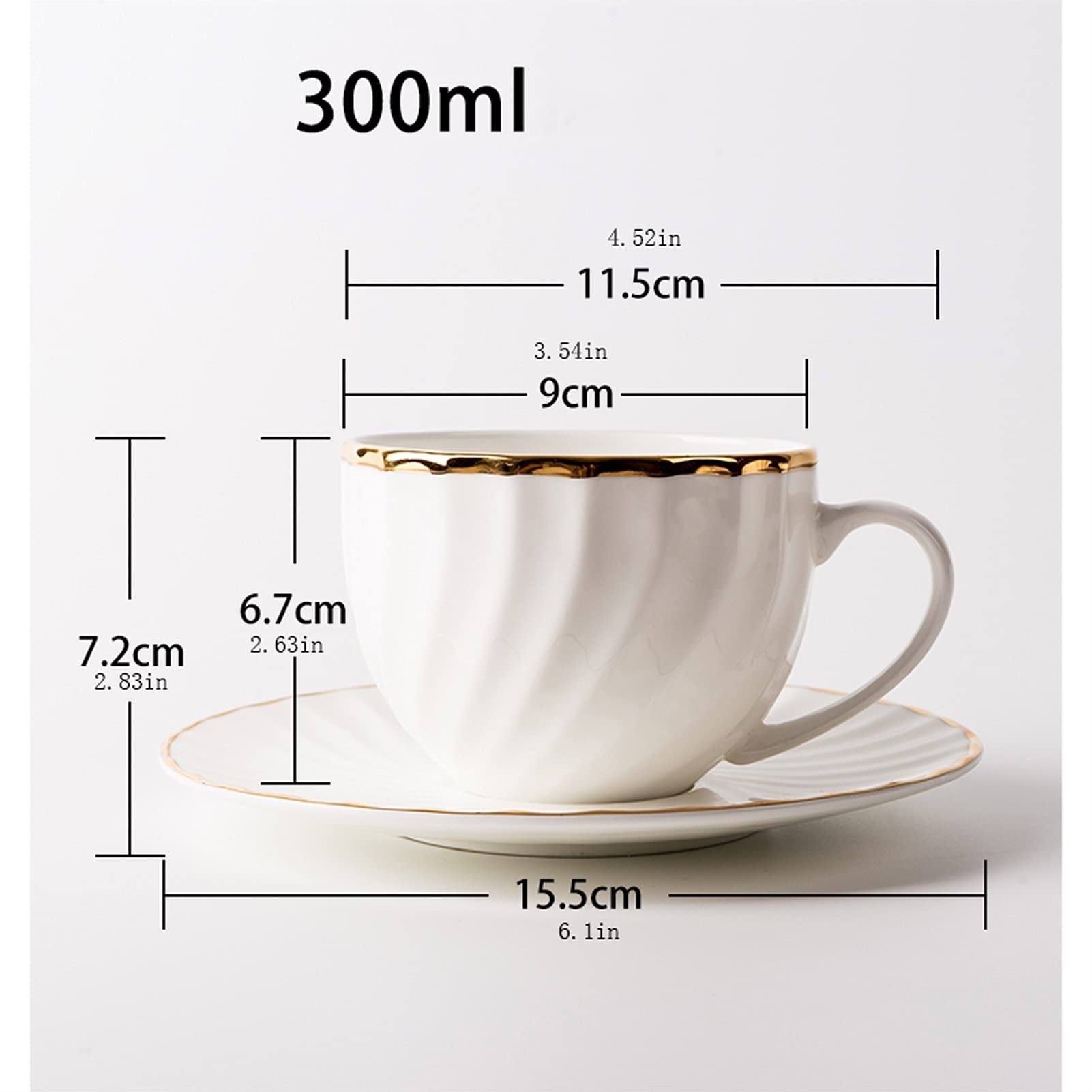 Kubek do kawy - elegancki zestaw filiżanek do kawy z porcelany kostnej - design Phnom Penh, proste ceramiczne kubki do cappuccino ze spodkiem, idealne na popołudniową herbatę