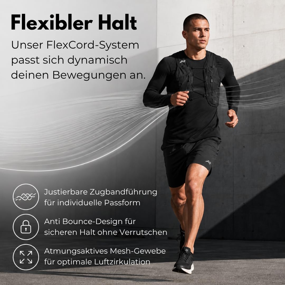 AeroRun® Laufweste für Damen & Herren Ultraleicht mit Trinkflasche | verstellbare Trinkweste 500 ml | Laufrucksack & Trinkrucksack zum Laufen | Running Vest Joggen & Trailrunning