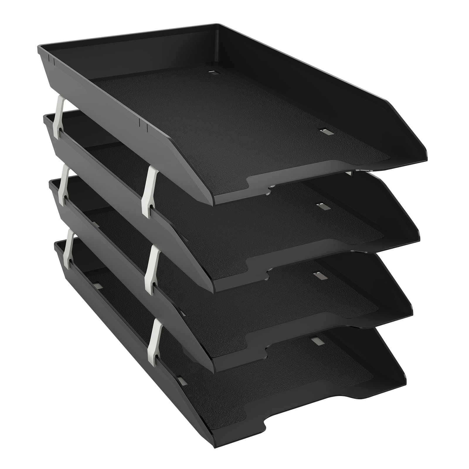 Acrimet Vassoio portalettere legale a 4 ripiani, carico frontale (dimensioni legali) (plastica) (colore nero)