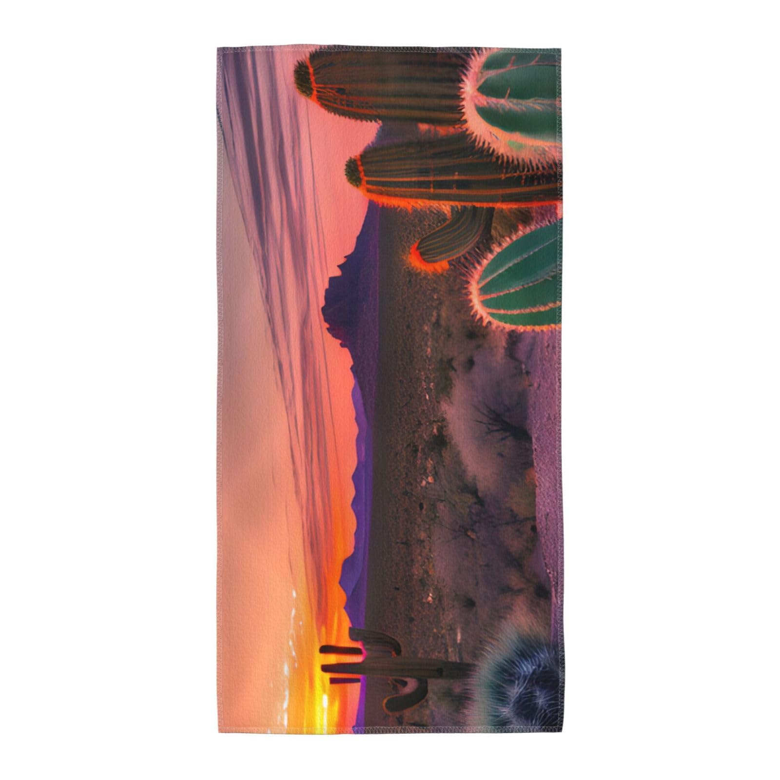 Oazcvbnn Unisex Black Cactus Desert Sunset Print Extra Long Beach Towel Soft Comfortable Quick-Dry Gym Hiking Picnics Swimming