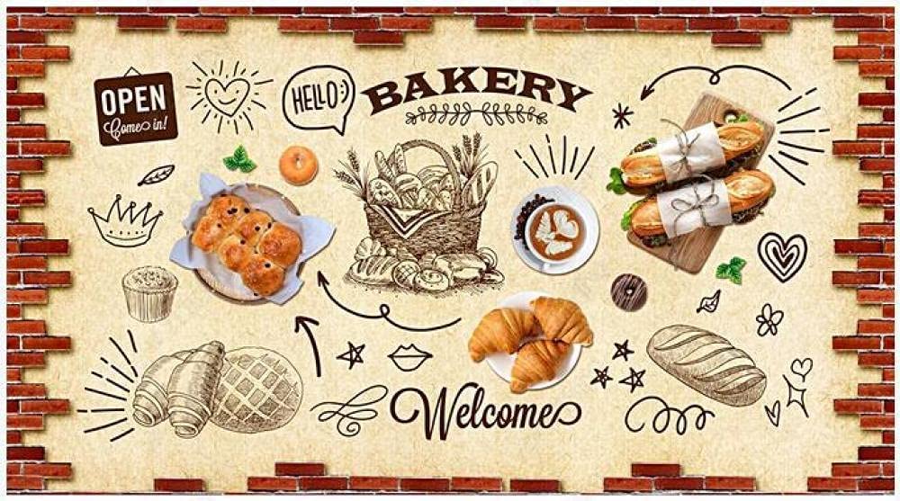 Papel Pintado 3D Moderno de panadería y postres, Pegatinas de Pared Autoadhesivas, Papel Tapiz extraíble para Sala de Estar, Oficina, Hotel, Restaurante, Dormitorio, TV, Fondo, pósteres de p