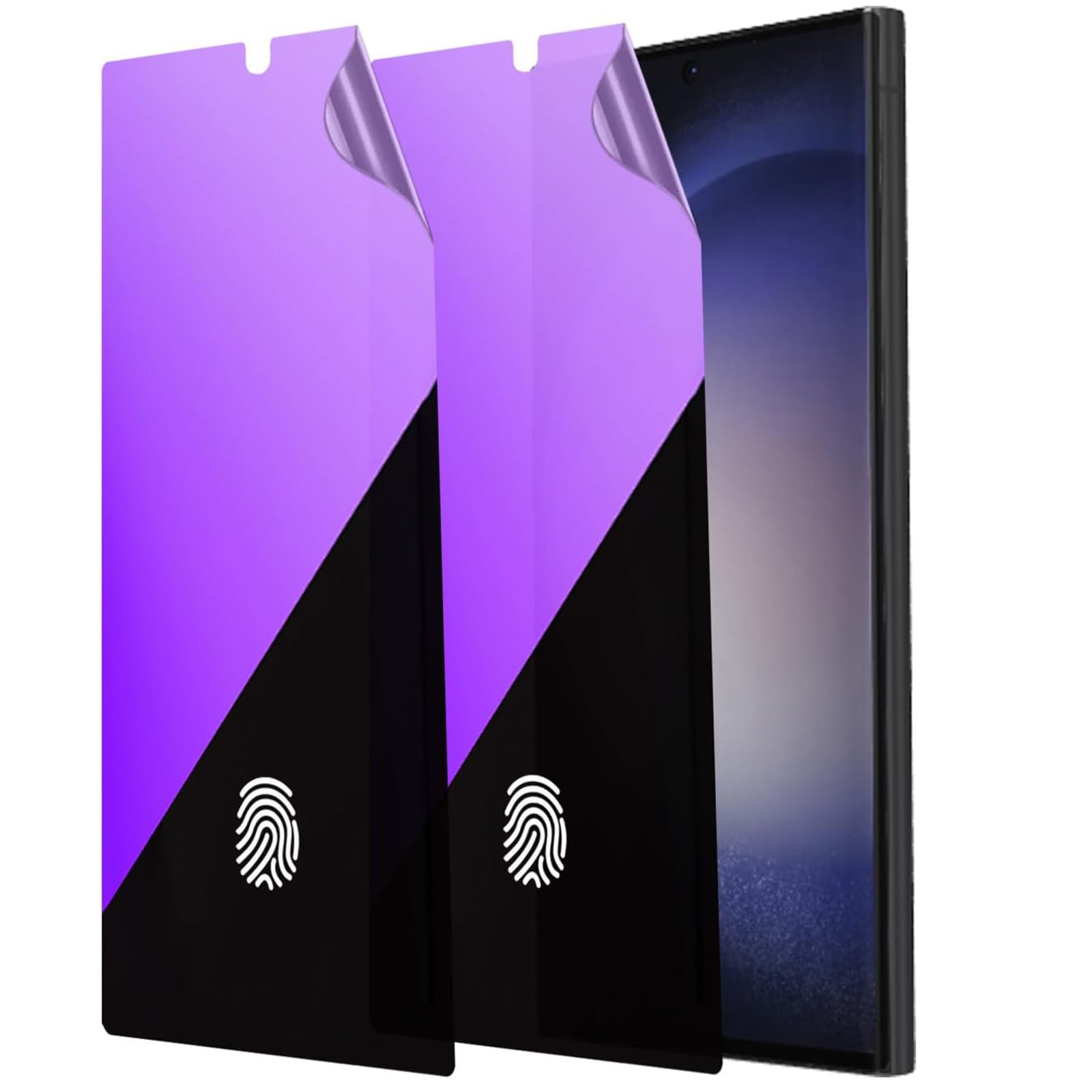 Photo 1 of BWEDXEZ 2 Pack Anti-Blue Privacy Screen Protector for Samsung Galaxy S23 Ultra Anti-Spy Soft Gradient Film Support Finger Unlock 6.8 inch