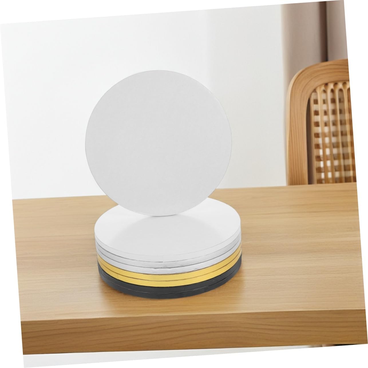Cabilock 8pcs Cake Board Rounds Sturdy Cardboard Dessert Circles White Gold Silver Foil for Weddings Showers Birthdays Effortless Cleanup Reliable Support