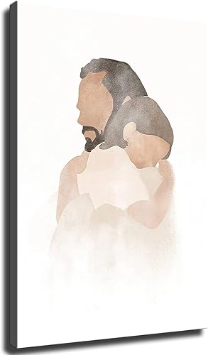 Póster de acuarela de Jesús cristiano sosteniendo un niño, retrato abstracto de Jesús para sala de estar, oficina, póster moderno para decoración de