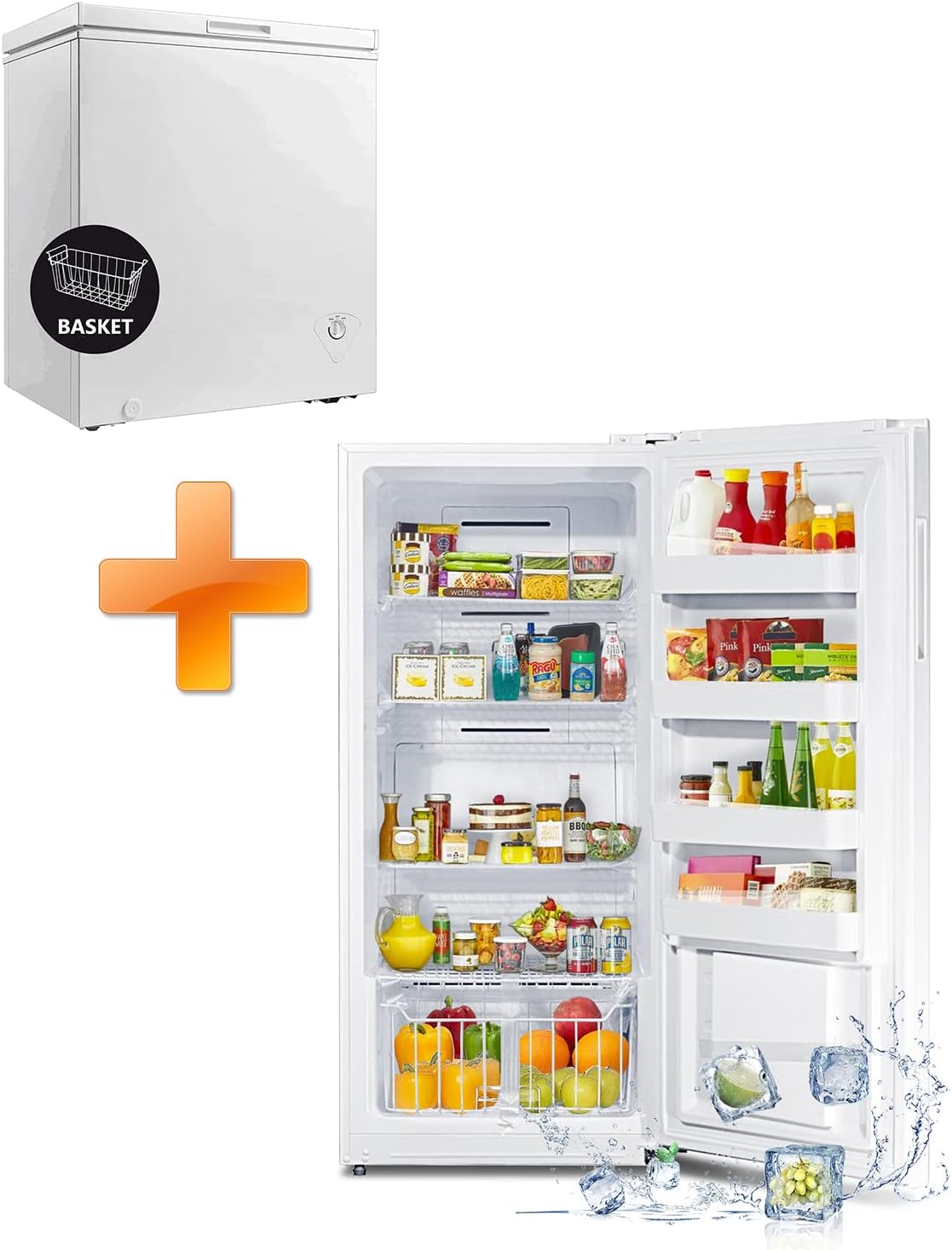 Smad Deep Chest Freezer 5 Cu.ft & Upright Freezers 13.8 Cu.ft Appliances