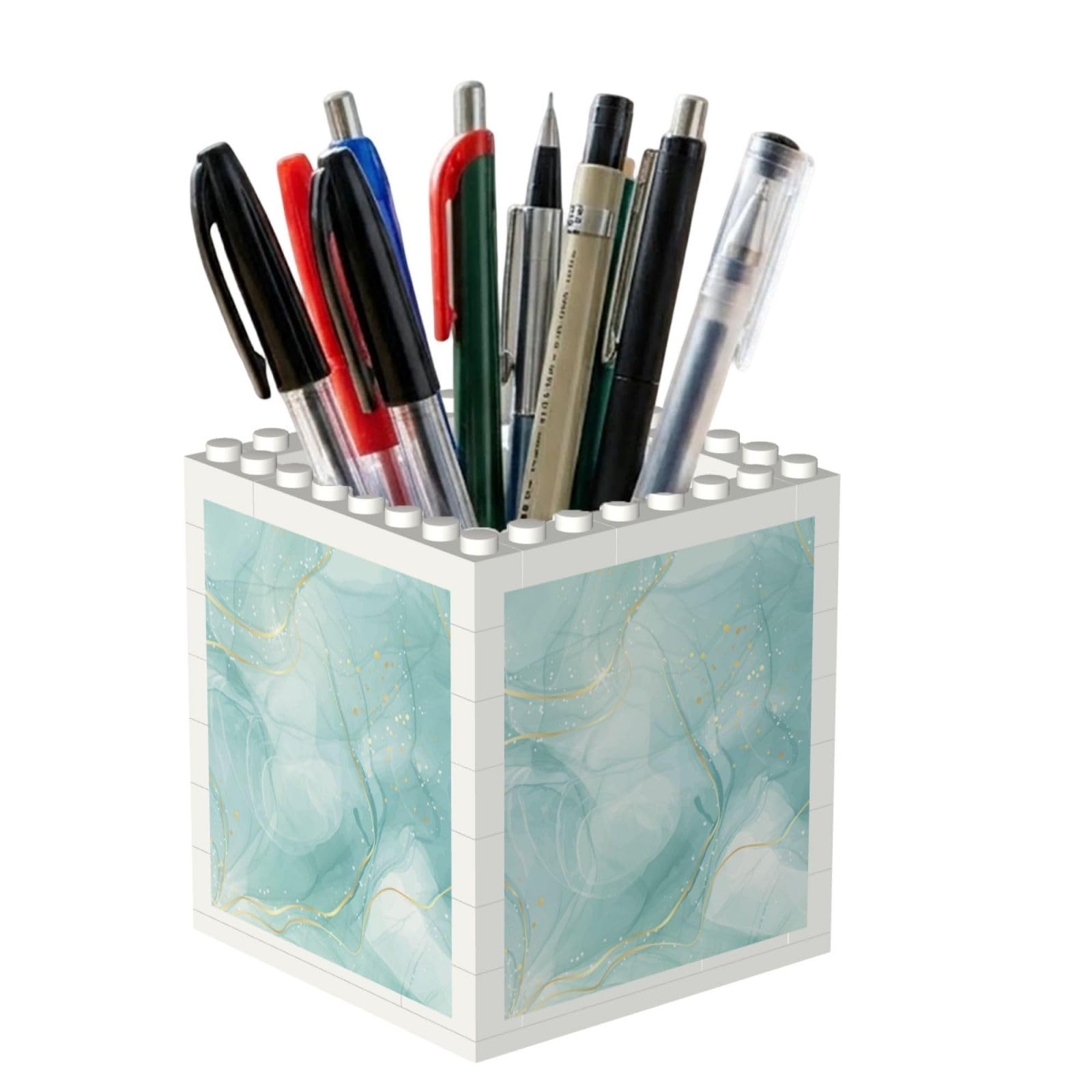 Poadnly Pastel Mint Green Marble, Pen Pot Pencil Holder for Office Home School, Compact Desk Organiser for Office Stationery