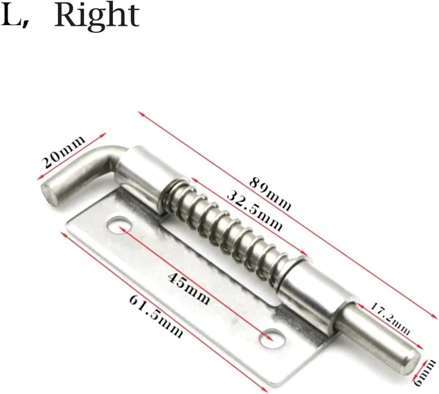 10Pcs Spring Loaded Latch Pin Bolt Cabinet Chests Latch Silver Stainless Steel 304 and Cabinets(S Left)