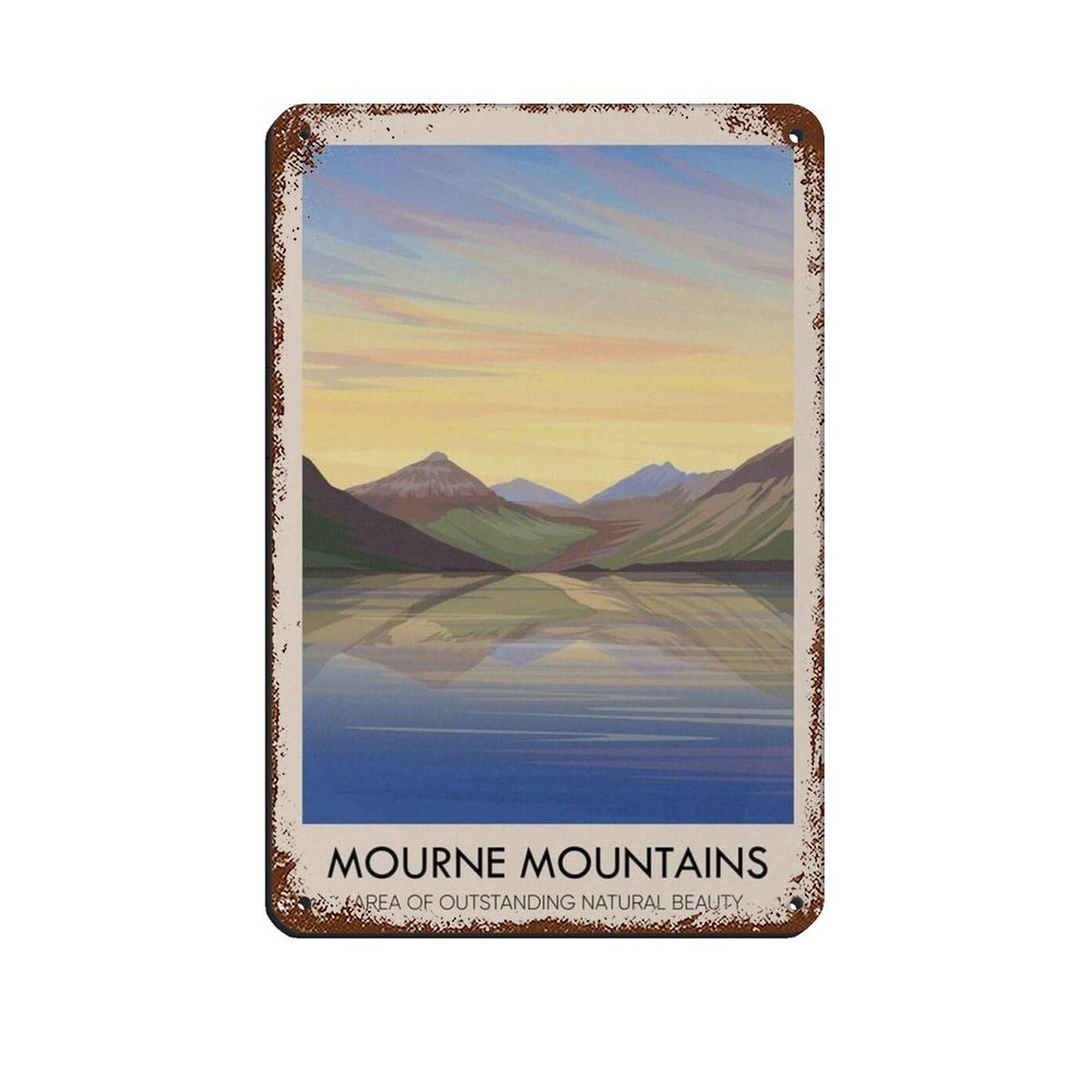 Lxwnze 20L X 30W Cm Mourne Mountains Aonb Travel Poster Tin Sign Vintage Metal Pub Club Cafe Bar Home Wall Art Decoration Poster Retro 8X12inch(20X30cm)