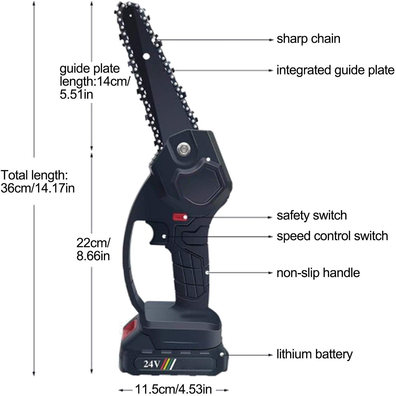 Mini Chainsaw, 5-calowa ręczna akumulatorowa piła łańcuchowa, akumulatorowa piła łańcuchowa, do cięcia drewna gałęzi drzew i ogrodu