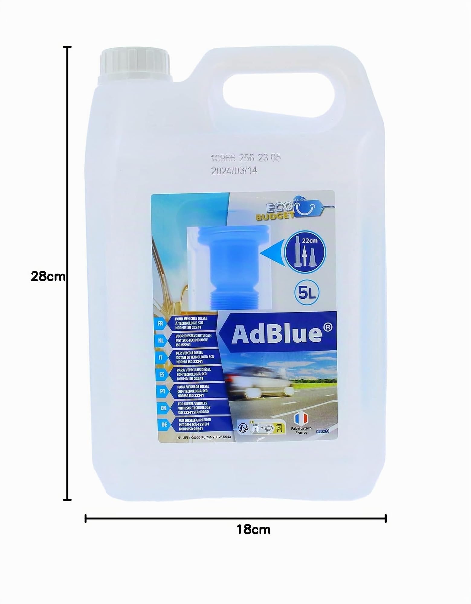 020260 AdBlue avec Bec bidon de 5 litres, bleu