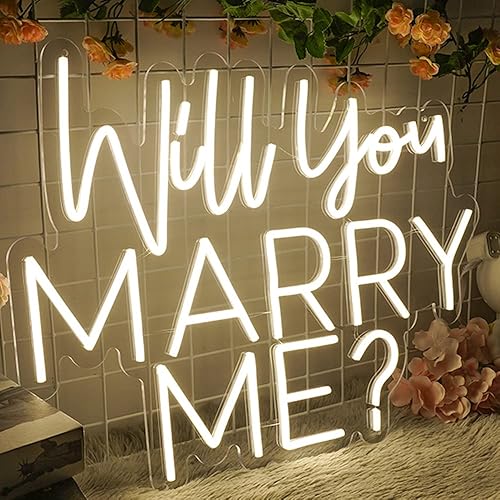 Miniatura 9 de Letreros de neón con texto en inglés "Will You Marry Me" para propuesta de boda, letrero grande de neón LED, decoración para compromiso, fiesta de