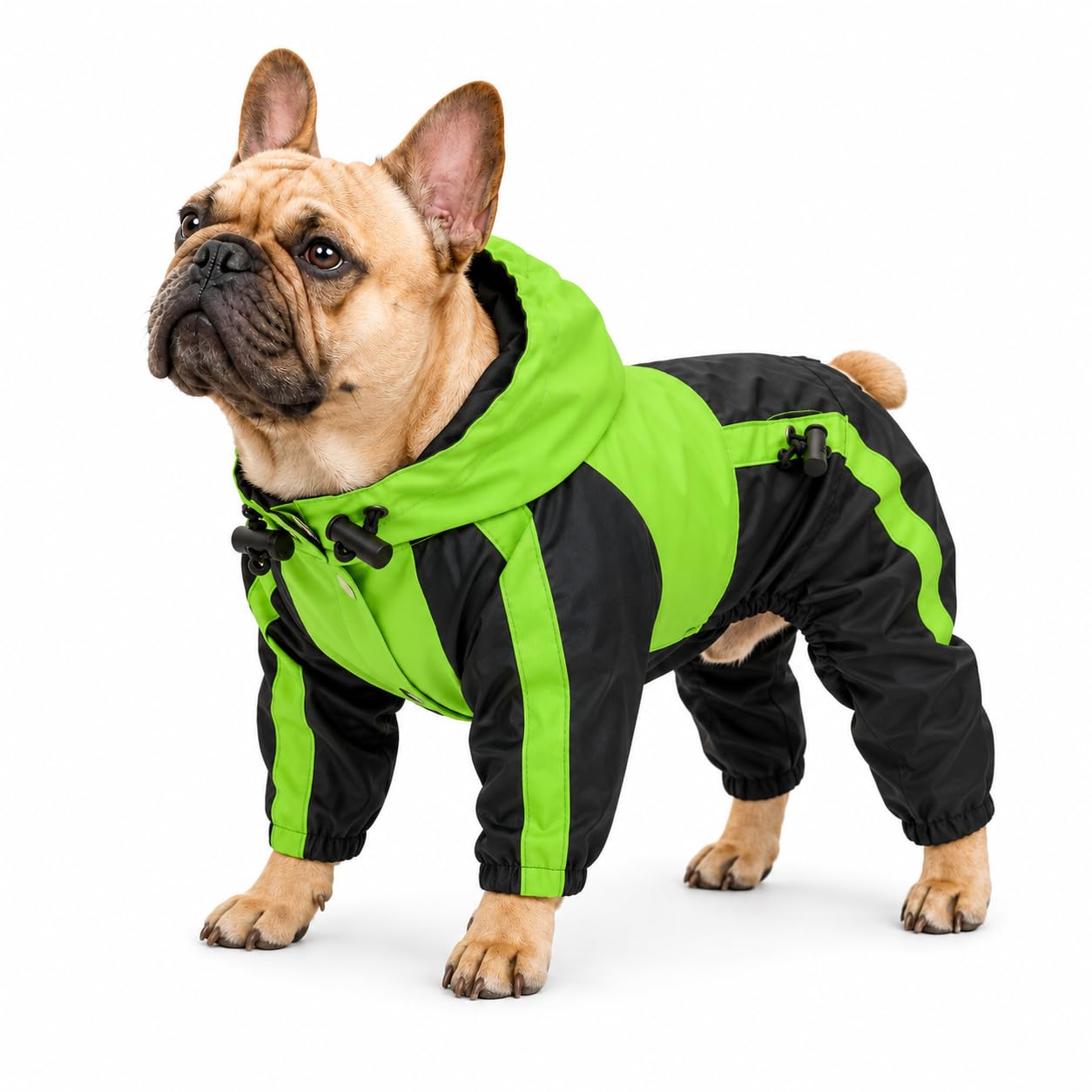 Lovelonglong American Bully Pitbull Dog Hooded Raincoat, Bulldog Rain Jacket Poncho Waterproof Clothes with Hood Breathable 4 Feet Four Legs Rain Coats for Pugs English French Bulldog Green B-S โ image 1