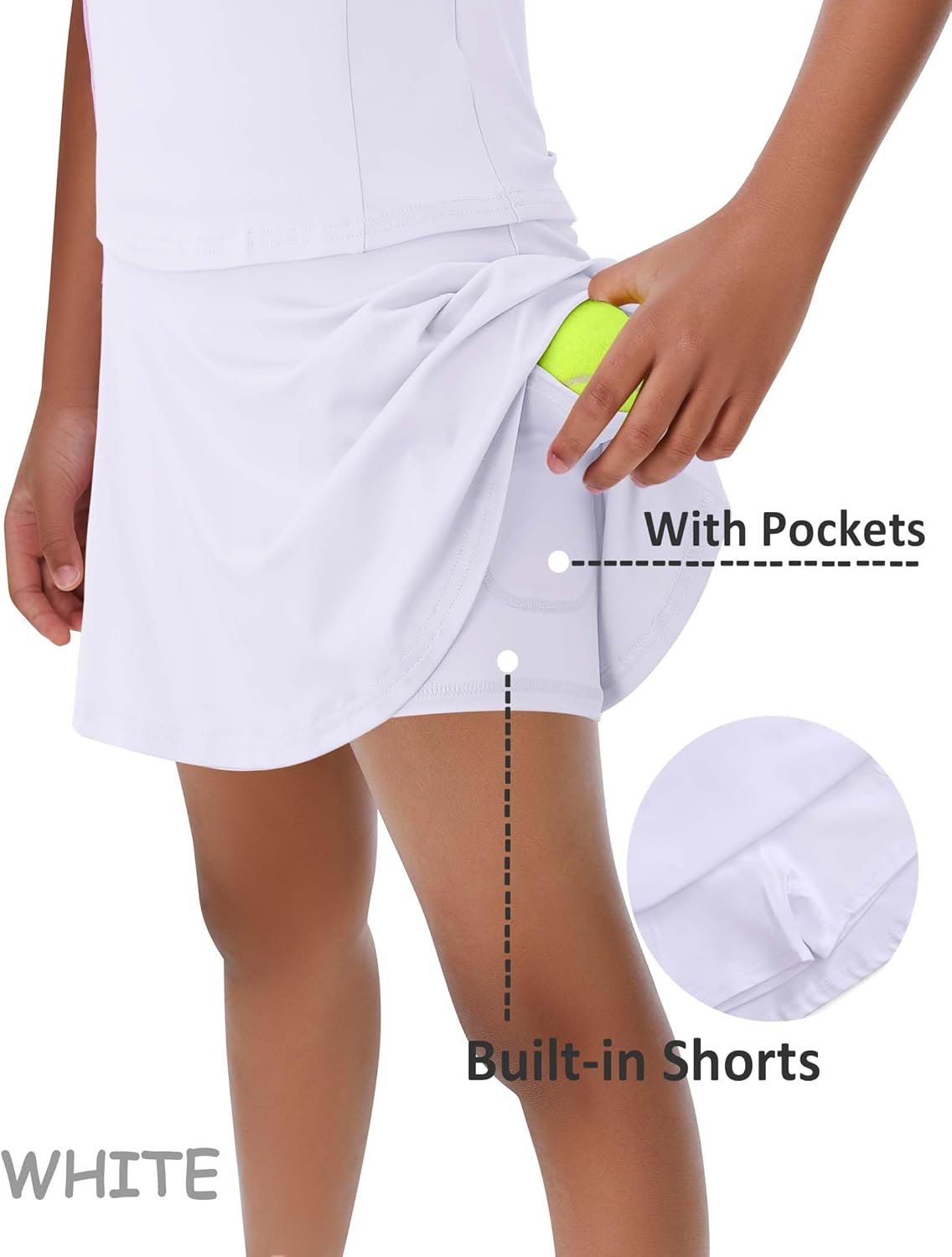 Girls Tennis Golf Outfit Sleeveless Tank Top and Skorts Set Sports Skirt Dress with Shorts 4-12Y - Image 2