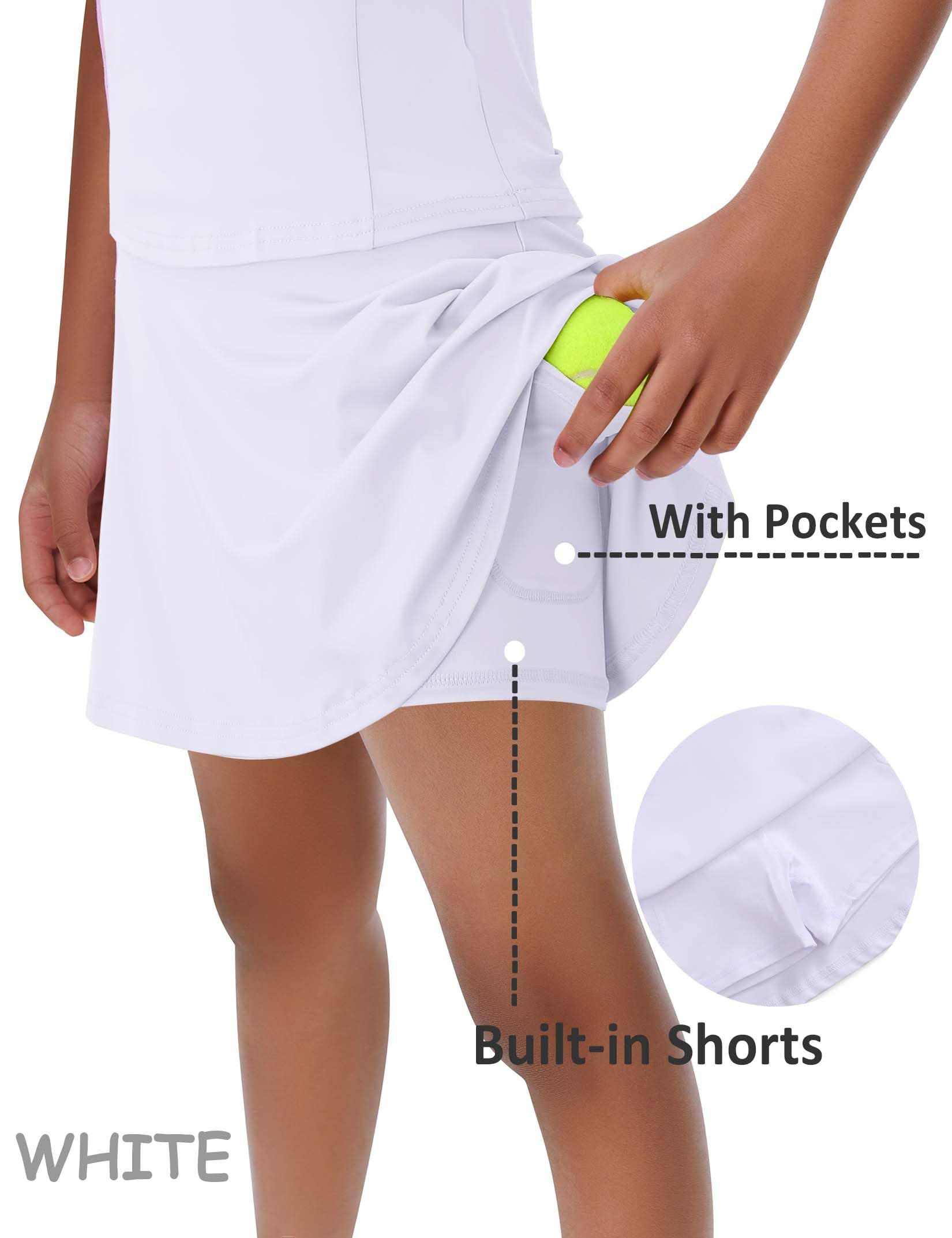 Tennis- und Golf-Outfit für Mädchen, ärmelloses Tanktop und Skorts, Sportrock, Kleid mit Shorts, 4–12 Jahre