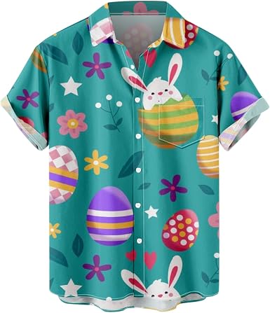 Plus Size Mens Easter Hawaiian Shirt 
