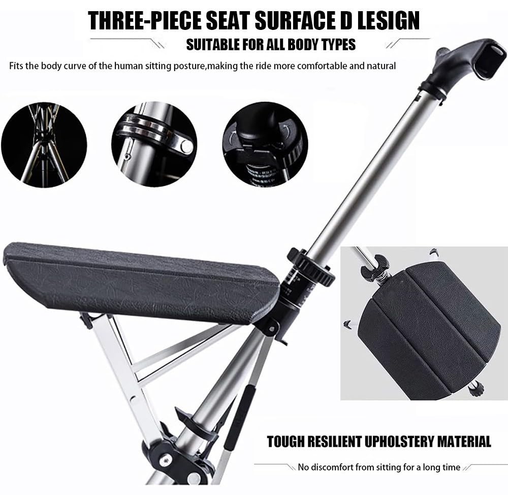 Taburete de bastón Plegable de aleación de Aluminio, Altura Ajustable, 2 en 1, con Asiento Que se Convierte en una Silla trípode, Capacidad de 400 Libras para Personas Mayores