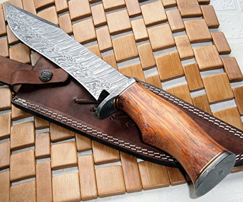 Poshland REG-215 - Handmade Damascus Steel 14.00 Inches Bowie Knife - Exotic Wood Handle - Thumbnail 3