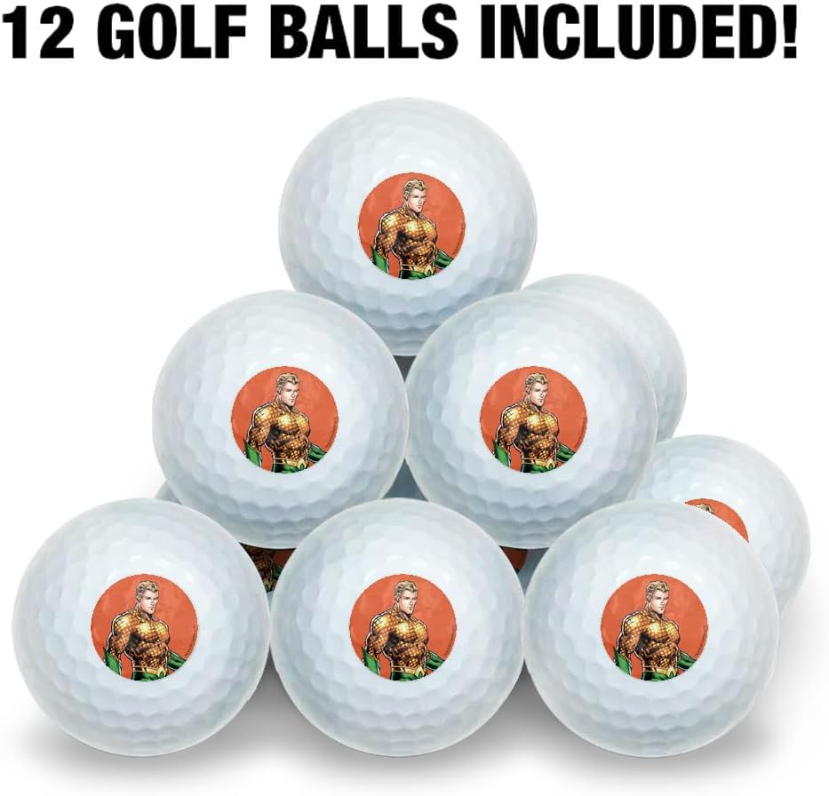 Aquaman Character Wilson Golf Balls 12 Pack, Regulation Size Full Color Premium Golf Balls