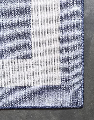 Unique Loom Del Mar Collection Area Rug - Maria (7' 1" X 10' Rectangle, Navy Blue/ Ivory) #TOP7