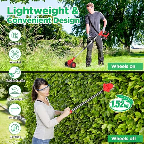 Image of Qlect Electric Wireless Rechargeable Edge Cutter 24V - 25cm Cutting Width | 2-in-1 Mower & Trimmer | Adjustable Height | 3 Blade Types | Lightweight & Portable | Lawns & Gardens