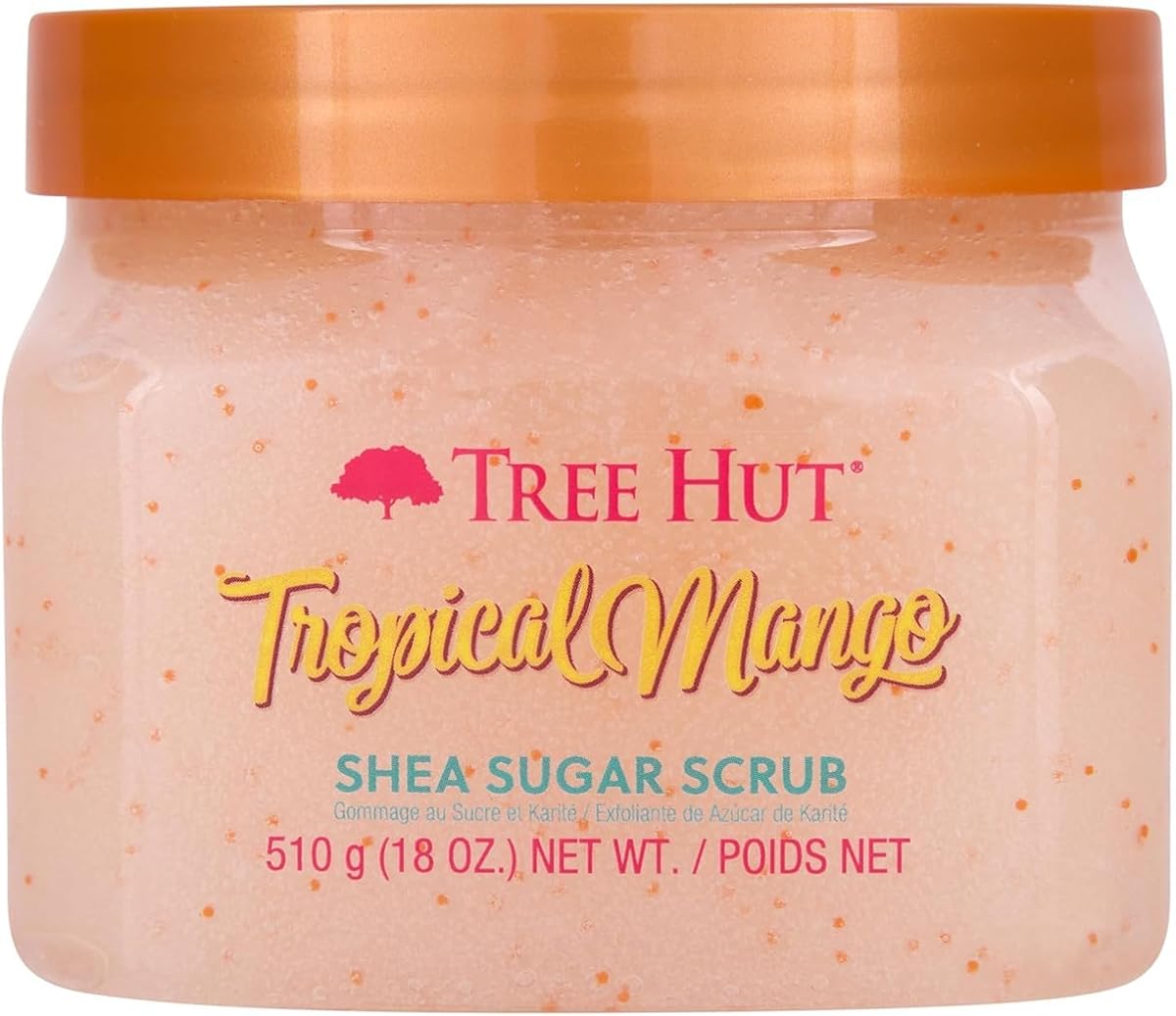 Exfoliante corporal, mango tropical, 18 oz | Exfoliante e hidratante de azúcar con manteca de karité y aceites esenciales, piel suave, exfoliante corporal para todo tipo de piel