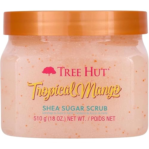 Tree Hut Tropical Mango Shea Sugar Scrub, Mothers Day Gifts, Exfoliating, Hydrating & Moisturizing Body Scrub with Shea Butter & Nourishing Essential Oils, Smooth & Soften Skin, 18 oz