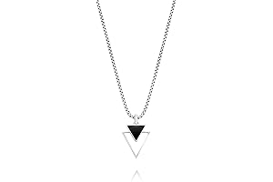 Stylish Stainless Steel Chain Necklace with Durable Black Enamel Triangle Pendant for Men