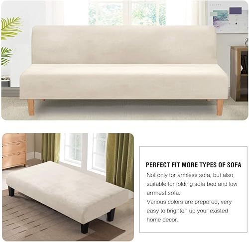 Vista 66 de H.VERSAILTEX - Funda de terciopelo real para futón sin brazos, funda protectora elástica para sofá cama, para protección de muebles, gruesa, suave