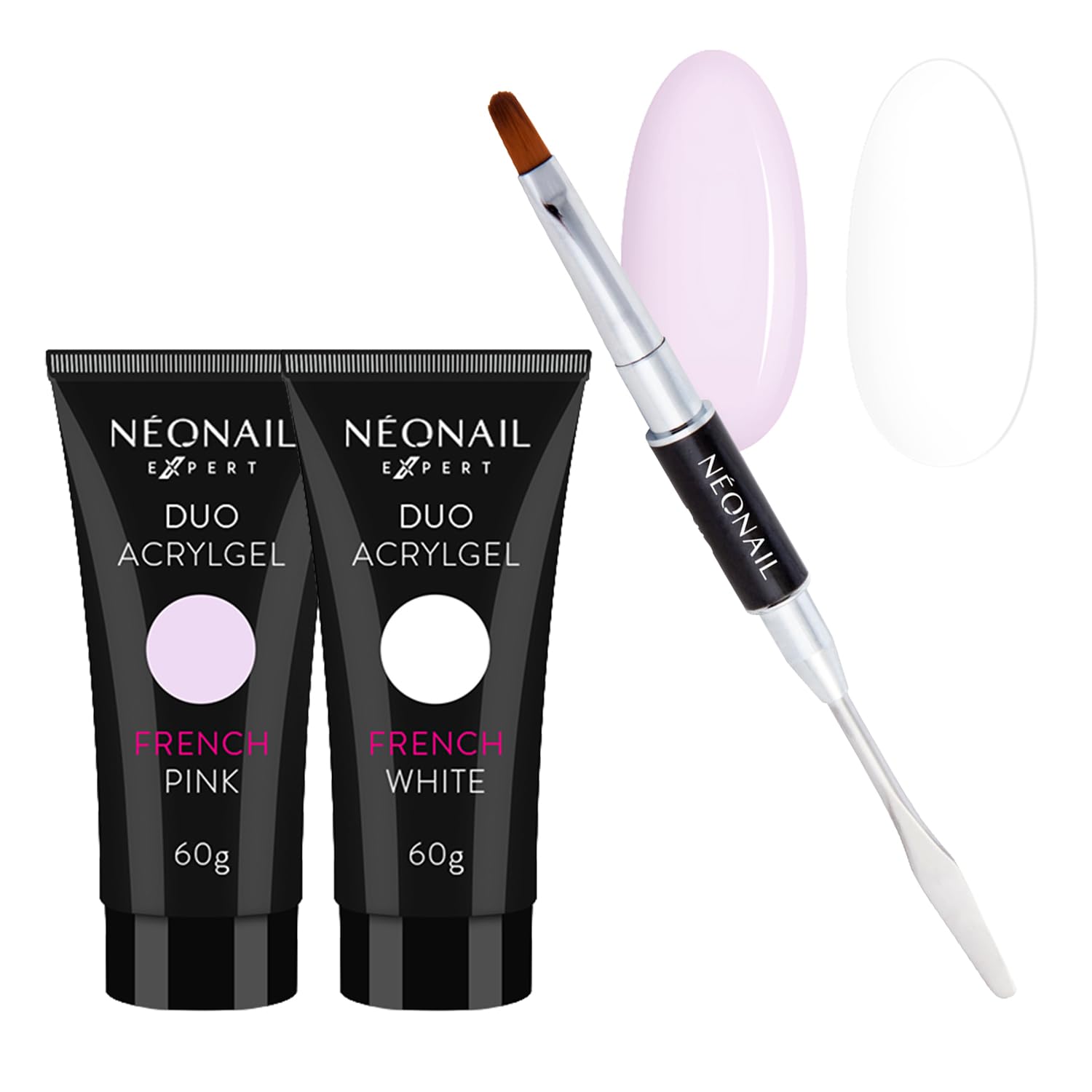 NÉONAIL Kit DUO ACRYLGEL French White e Pink con Pennello | Ricostruzione unghie, estensione unghie, dual forms, gel builder, professionale