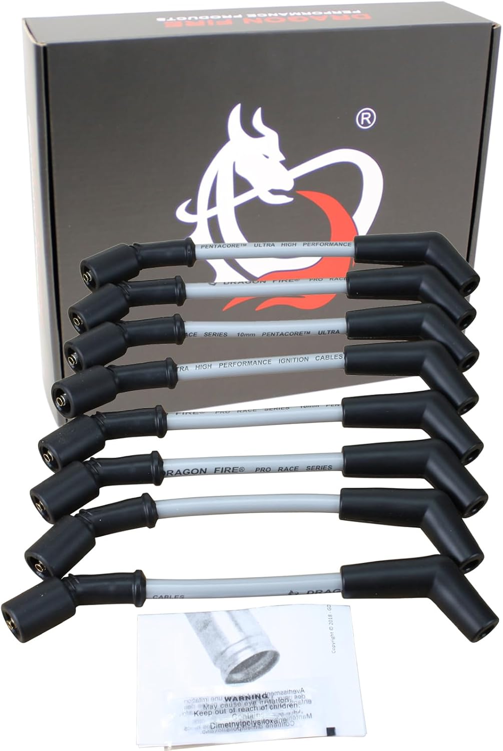 Dragon FIRE Performance Pro Series Ultra Low 40 Ohm 9.5" Total Length Spark Plug Wire Set for 1999-2017 Chevrolet GM GMC Chevy LS LSX LS1 LS2 LS3 LS6 LS7 LT with Round or Square Coil OEM Fit PWLS-PRO