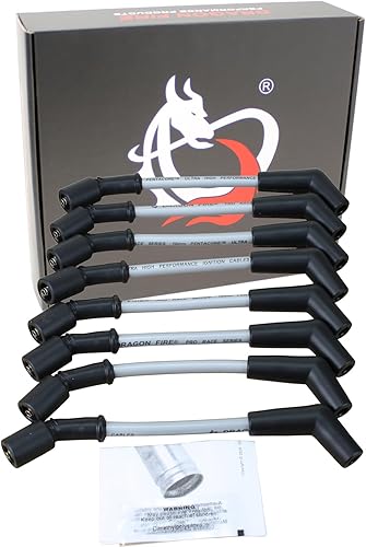 DRAGON FIRE PERFORMANCE Pro Series Ultra Low 40 Ohm 9.5" Longitud total Juego de cables de bujía para Chevrolet GM GMC Chevy LS LS1 LS2 LS3 LS6 LS7