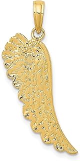 Colar com pingente de asa de anjo em ouro amarelo 10 k joias finas religiosas para mulheres presentes para ela, Ouro amarelo Pedra