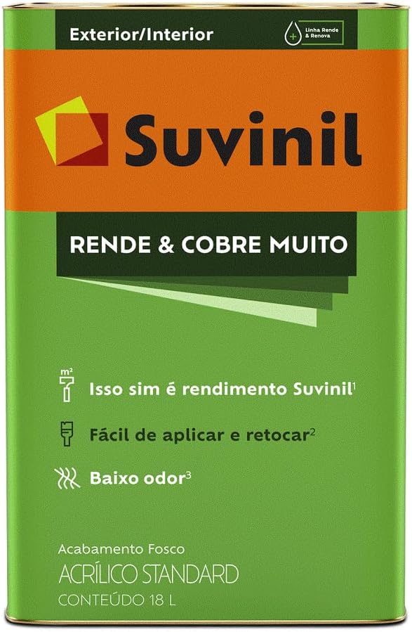 Tinta Acrílica Suvinil Rende e Cobre Muito Standard 18L Branco