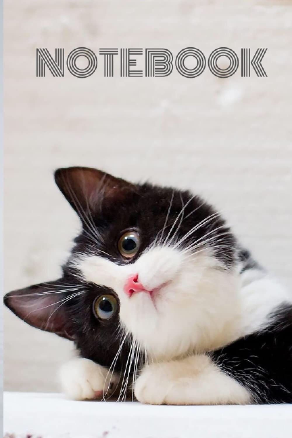 A5 6"x9" Cute Cat kitten Black white Lined Notebook - 120 pages -Paperback-Journal Travel School College (Animal Journal Notebook)
