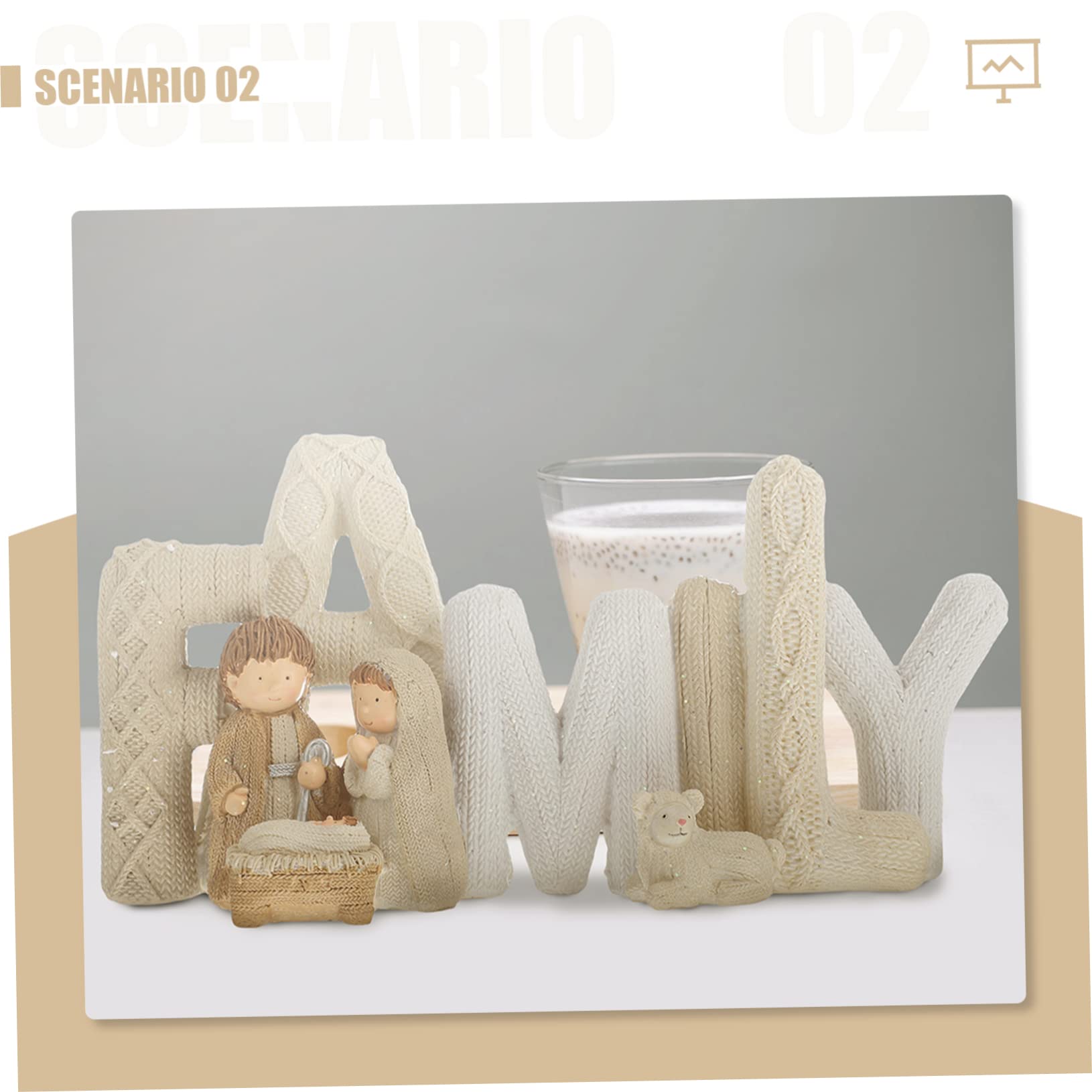 ORFOFE Adorno de Letras Familia de Resina Color white 1 Pieza Estilo Europeo