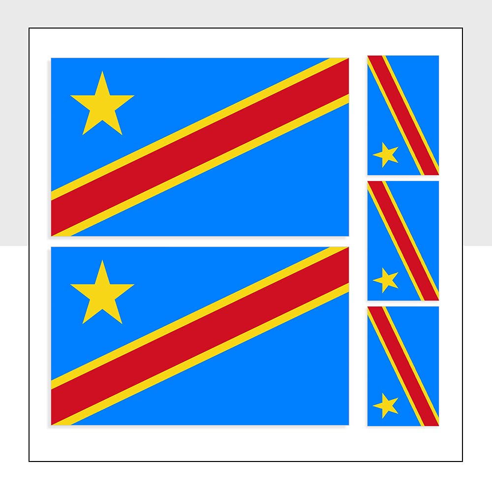 Congo Flag Van Stickers Waterproof COD Labels for Laptop Bike Helmet Car Packwith P1140 (5 Stickers Mixed Pack A)