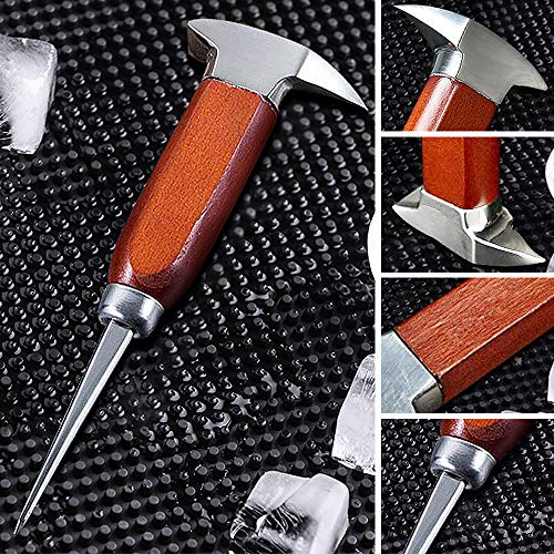 Ice Pick set of 2-7.24 Inch and 6.8Inch Stainless Steel Ice Crusher with Wood Handle, Japanese Style Ice Chipper,ideal for Bars and Home(2 Pick)-IPCK2