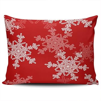 Pillowcases Decorative Girly Red and White Christmas Snowflakes Home Sofa Queen Size 20x30 Inches Pillow Covers Cushion Case Two Sided Design Printed Set of 1