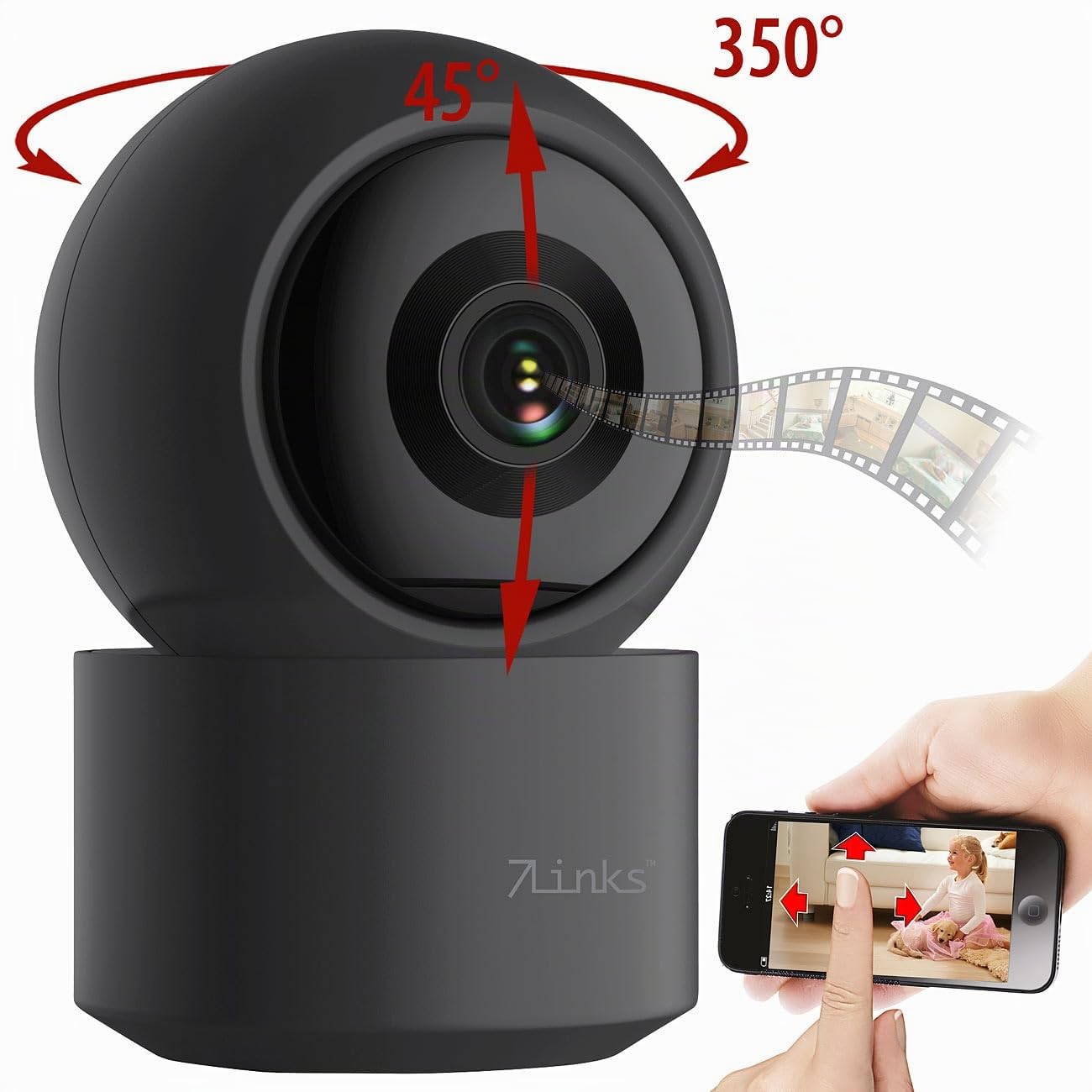 7links WiFi Kamera: 4er-Set 2K-Pan-Tilt-Überwachungskamera mit WLAN, Patrouillen-Funktion (Überwachung Kamera innen, Überwachung WLAN innen, PC)
