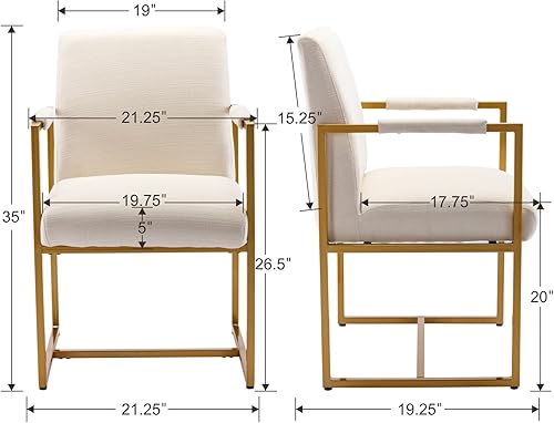 Miniatura 2 de RIVOVA Juego de 2 sillas de comedor modernas de mediados de siglo, sillas de comedor tapizadas de lino con patas de metal negro para cocina,