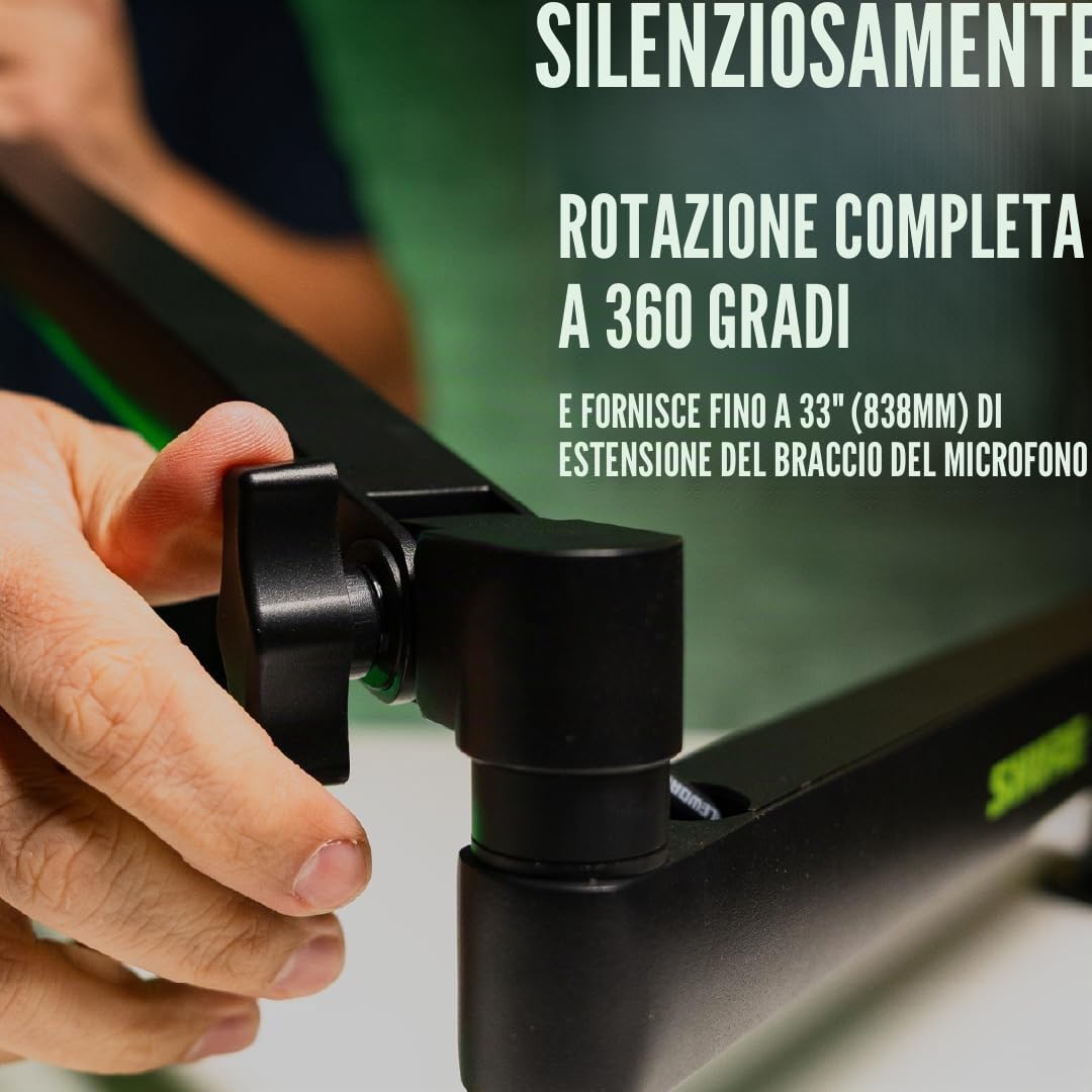 Shure by Gator SH-BROADCAST2 - Supporto per microfono da scrivania, completamente regolabile per podcast, streaming e home office