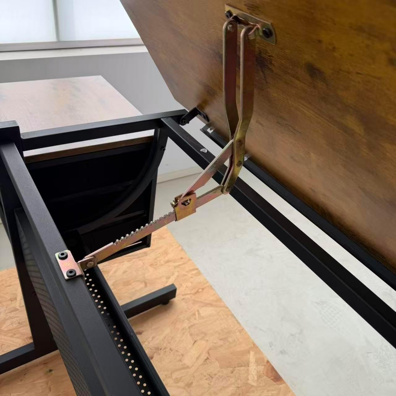 Adjustable Drafting Table Desk with Stool & 3 Storage Drawers - Multi-Functional Painting Drawing Art Craft Desk, MDF Top, Powder-Coated Steel Frame, Rustic Brown | Home Office Art Studio Workspace