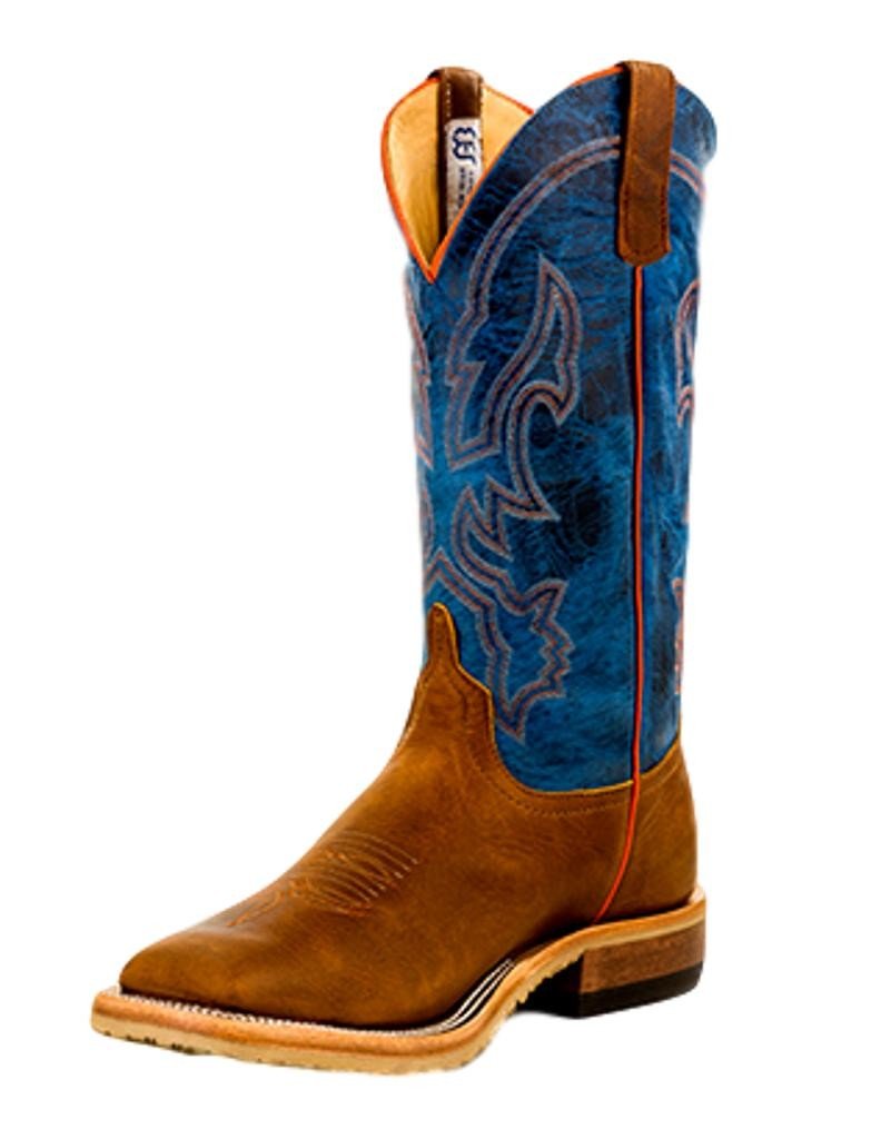 Anderson BeanMen's Crazy Horse Leather Briar Vamp w/ 13" Danube Mad Dog Top Cowboy Boot Tan 8.5 D